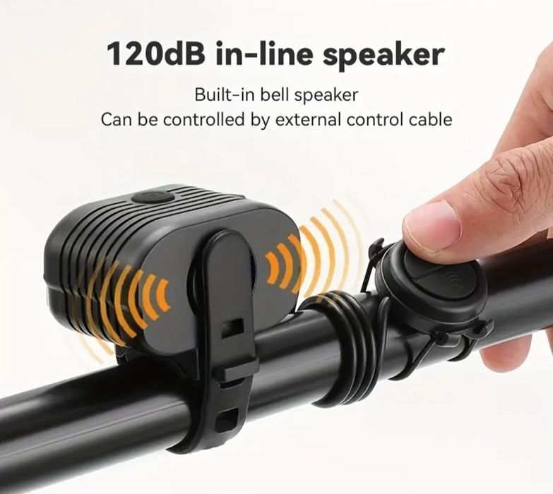 Комплект светлини и клаксон звънец за велосипед колело с USB зареждане