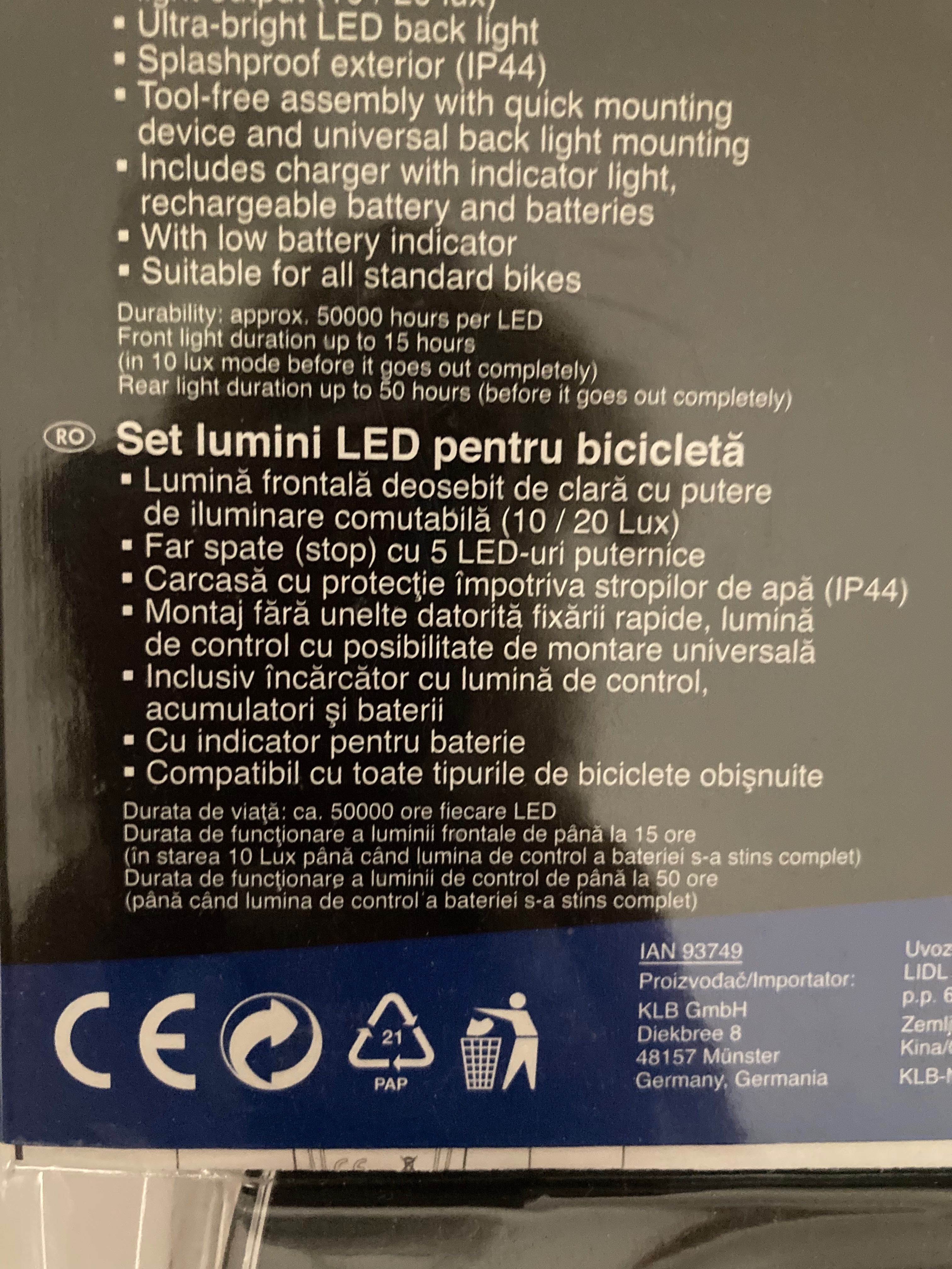 Set lumini led bicicleta cu acumulatori