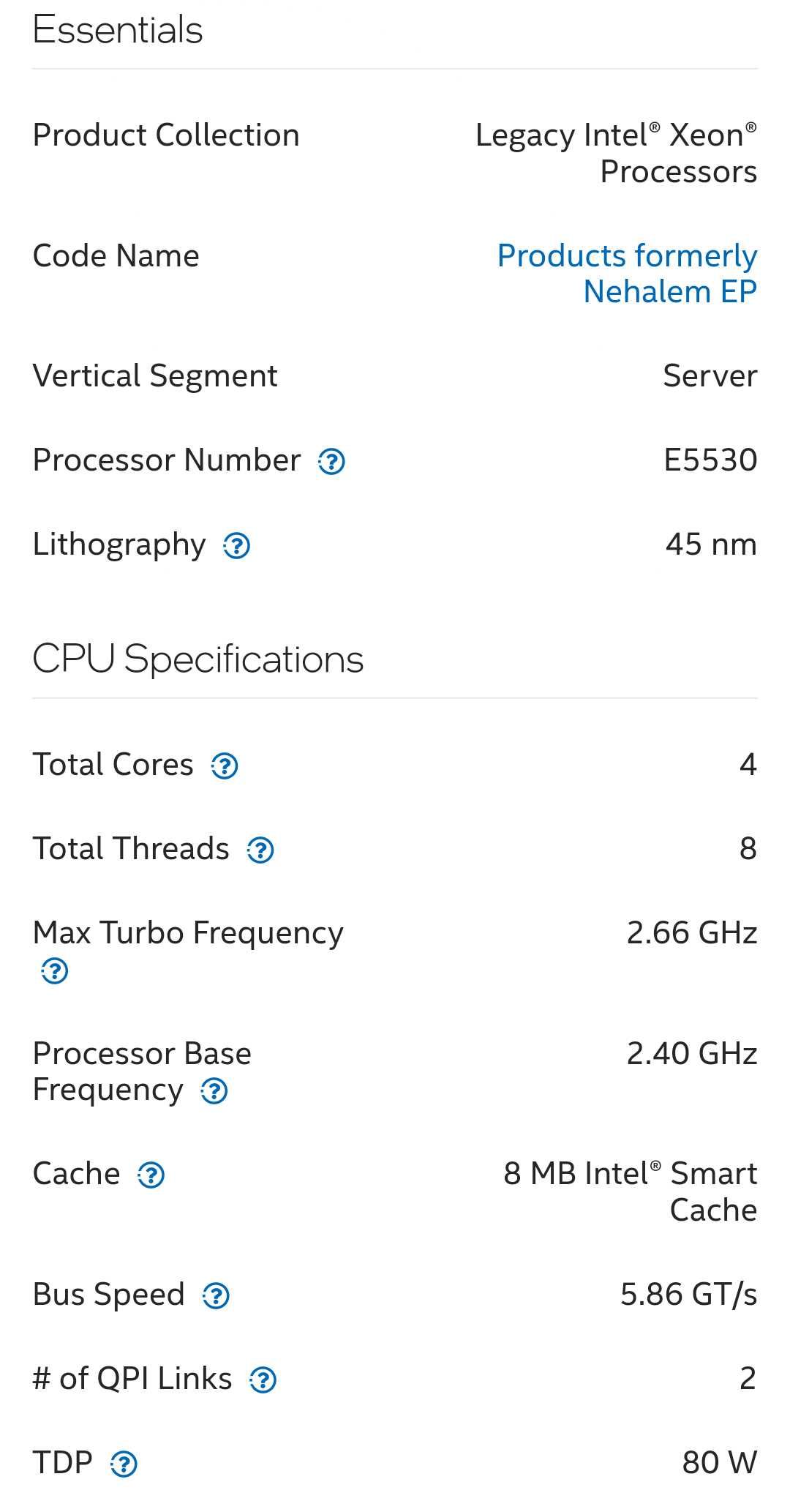 Процесор Intel Xeon E5530