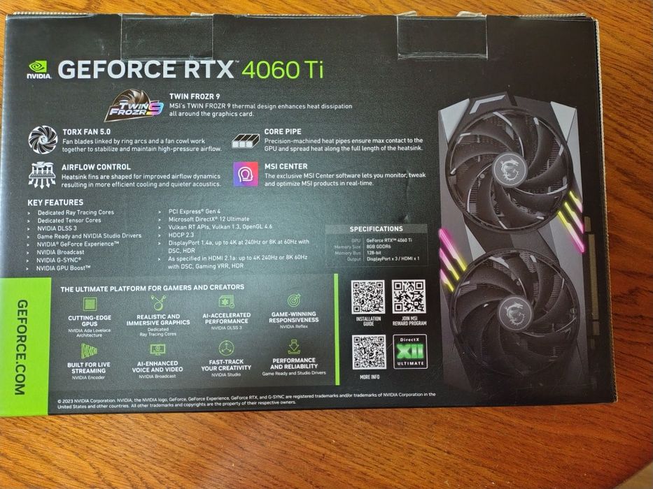 MSI Gaming X Nvidia Geforce RTX 4060TI 8GB