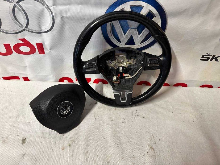 Volan piele cu comenzi / airbag VW Tiguan Touran Caddy 1T0419091