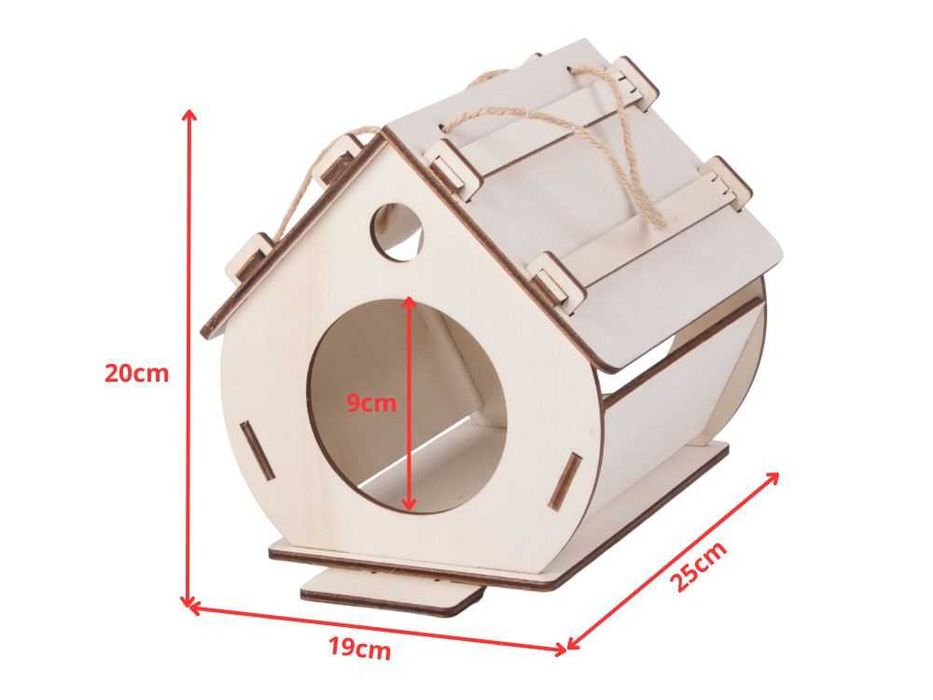 Casuta pasari din lemn DIY pentru asamblare si pictura 25 x 20 x 19 cm