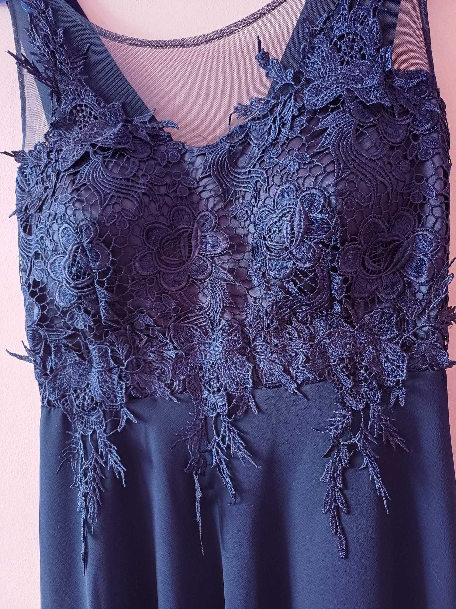 Rochie albastra scurta cu dantela
