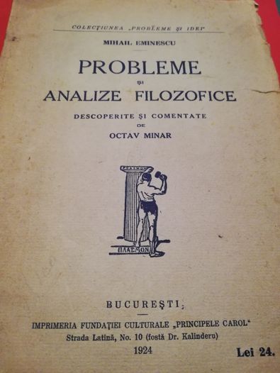 Problemele filosofice ale poeziei lui Mihai Eminescu ,carte rara .