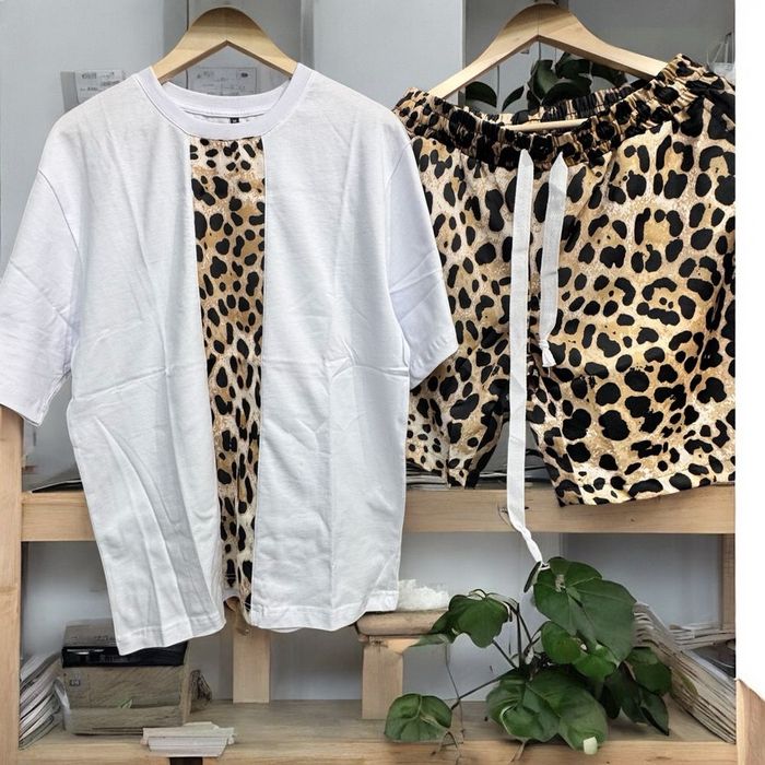Compleu Leopard Pantaloni cu Șiret Lung & Tricou Calitate Premium