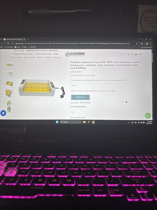 Incubator nou automat 24 oua 60w, 220v rotire automata