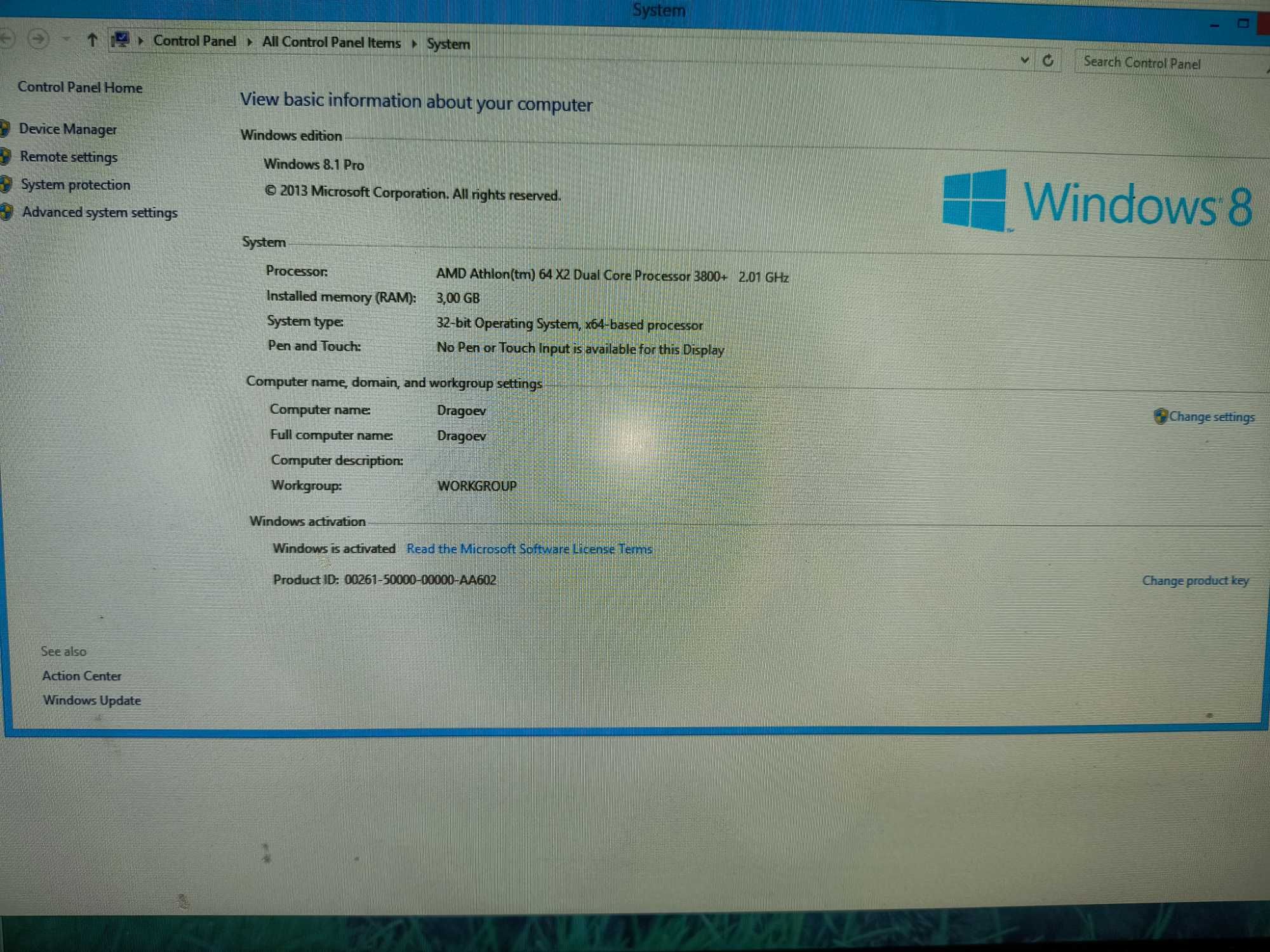 Computer, AMD Athlom 64 x 2 Dual Core 2.01 GHz, RAM 3gb, HDD 150 gb