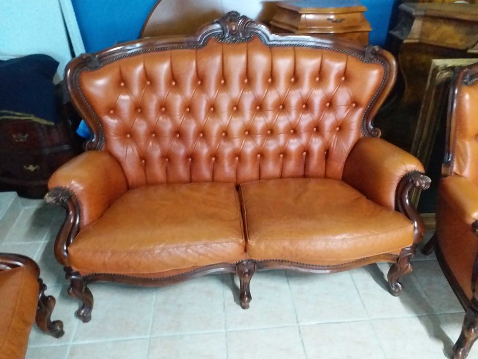 Canapea fotolii stil baroc din Italia piele naturala  Chester Louis