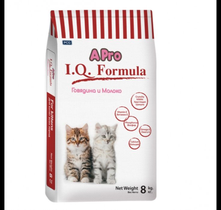 Корм для котят APRO говядина молоко 1кг.1990тг.