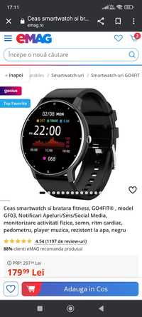 Ceas smartwatch si bratara fitness,