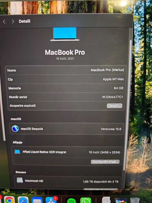 Macbook pro 16" M1 max 65gb 2T