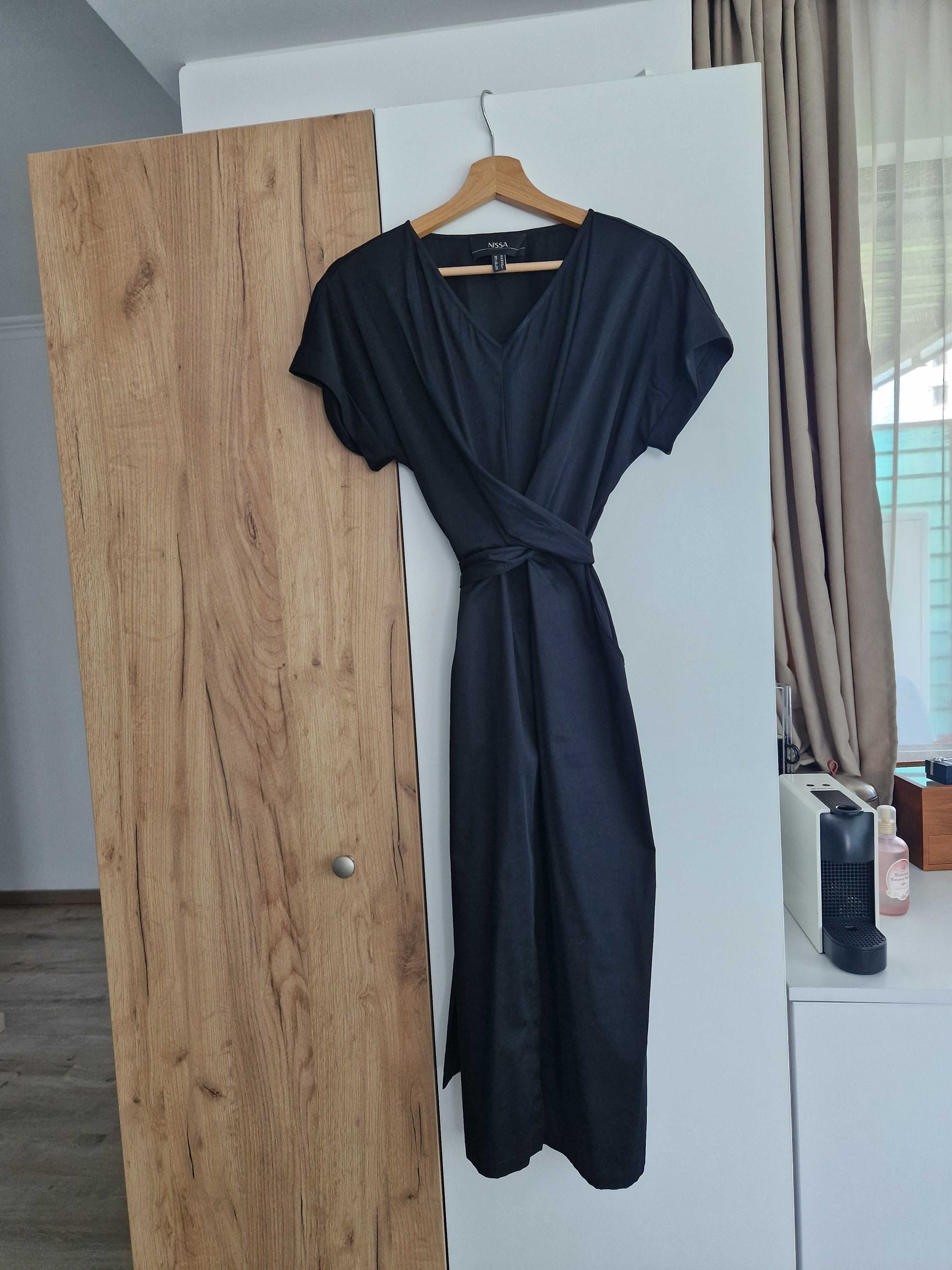 Rochie Nissa, neagra, marimea 38, cordon in talie