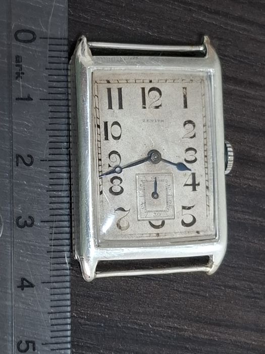 Ceas argint Zenith Tank "jumbo" , 39mmx25mm , 1929, schimb