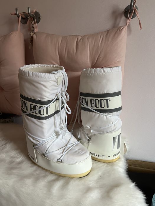 Cizme de zapada albe Moon Boot Icon Nylon