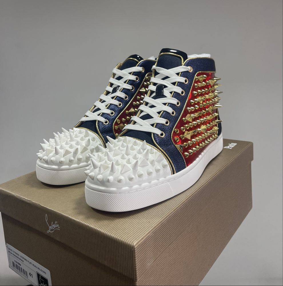 Christian Louboutin High White Red Spikes