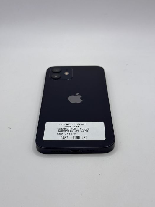 Magazin vinde iphone 12 black 64gb 87% Garantie 24 luni