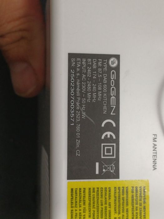 Gogen Radio de bucatarie cu DAB+ si FM 600, 1 W, Bluetooth, LCD, ceas