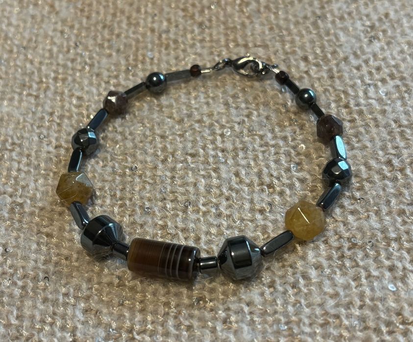 Ръчно правена Мъжка гривна | Ахат, хематит, цитрин
