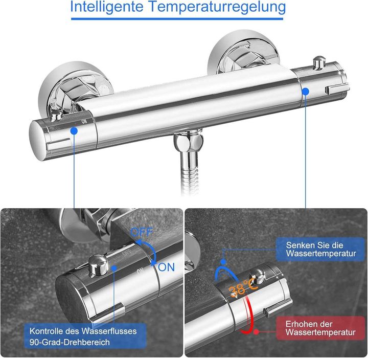Baterie cu termostat baie/dus, Safety 38gr, CROM, REDUS de la 350RON