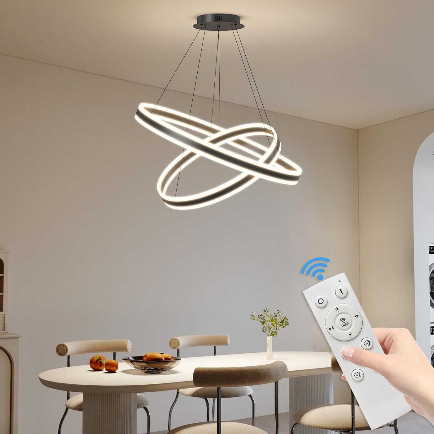 Модерен LED полилей Fordeson, 2 пръстена, димиране, SX-40+60см