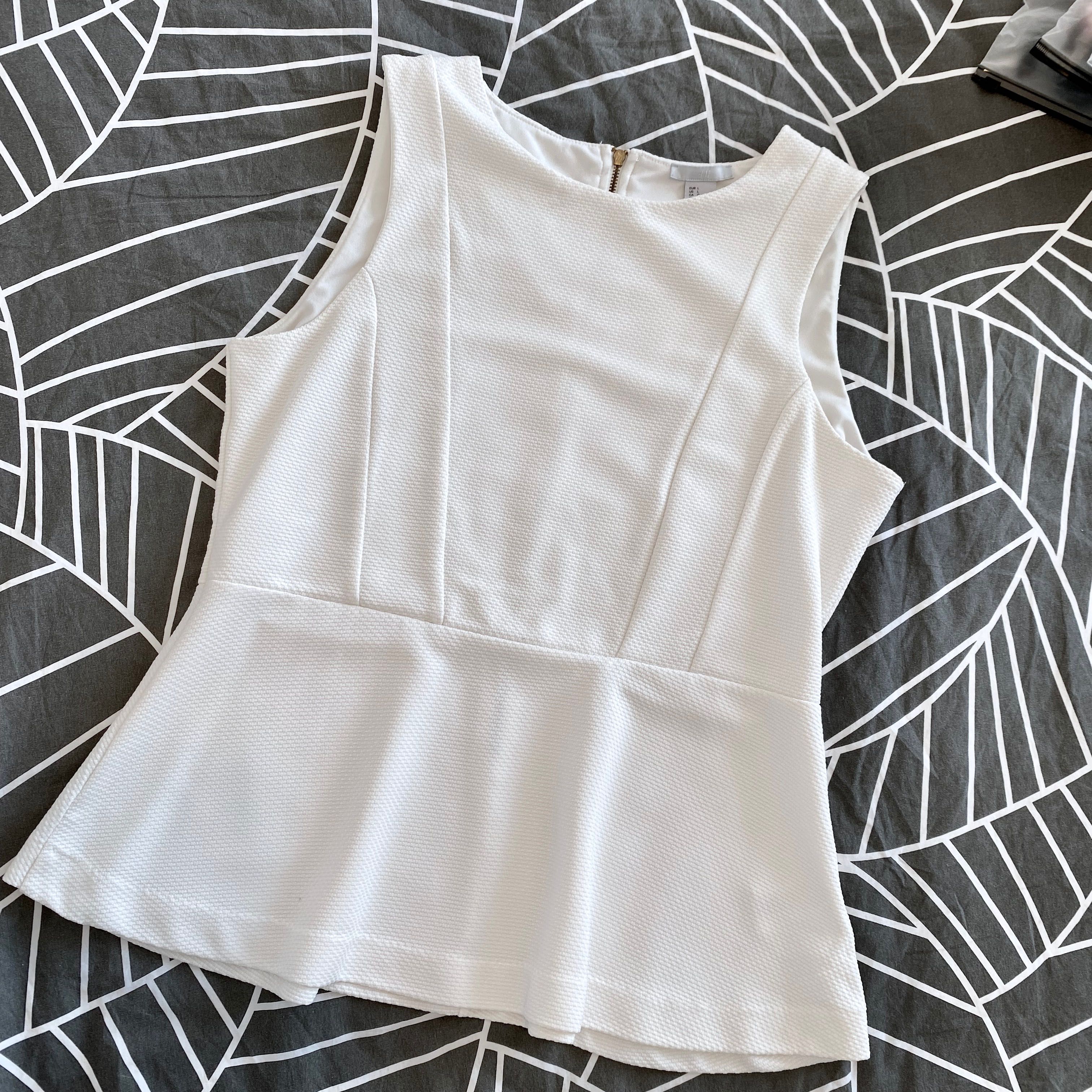 Bluza alba de dama cu volan peplum H&M marimea L