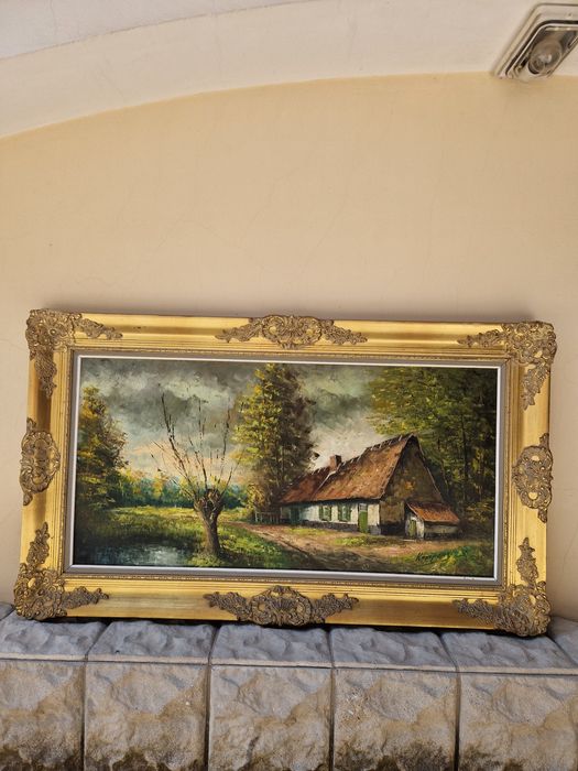Уникална антикварна авторска холандска картина масло върху платно
