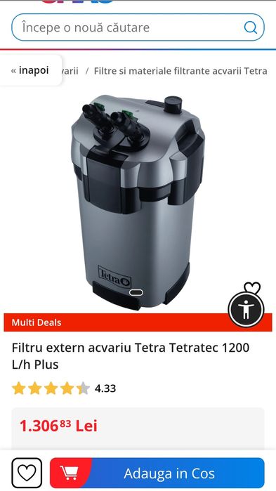 Filtru extern acvariu Tetra Tetratec 1200 L/h Plus, produs NOU