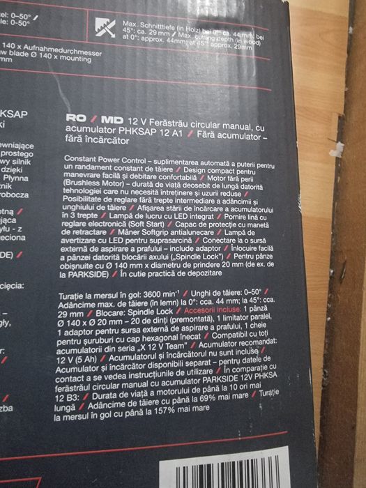 Fierăstrău circular Parkside Performance 12V