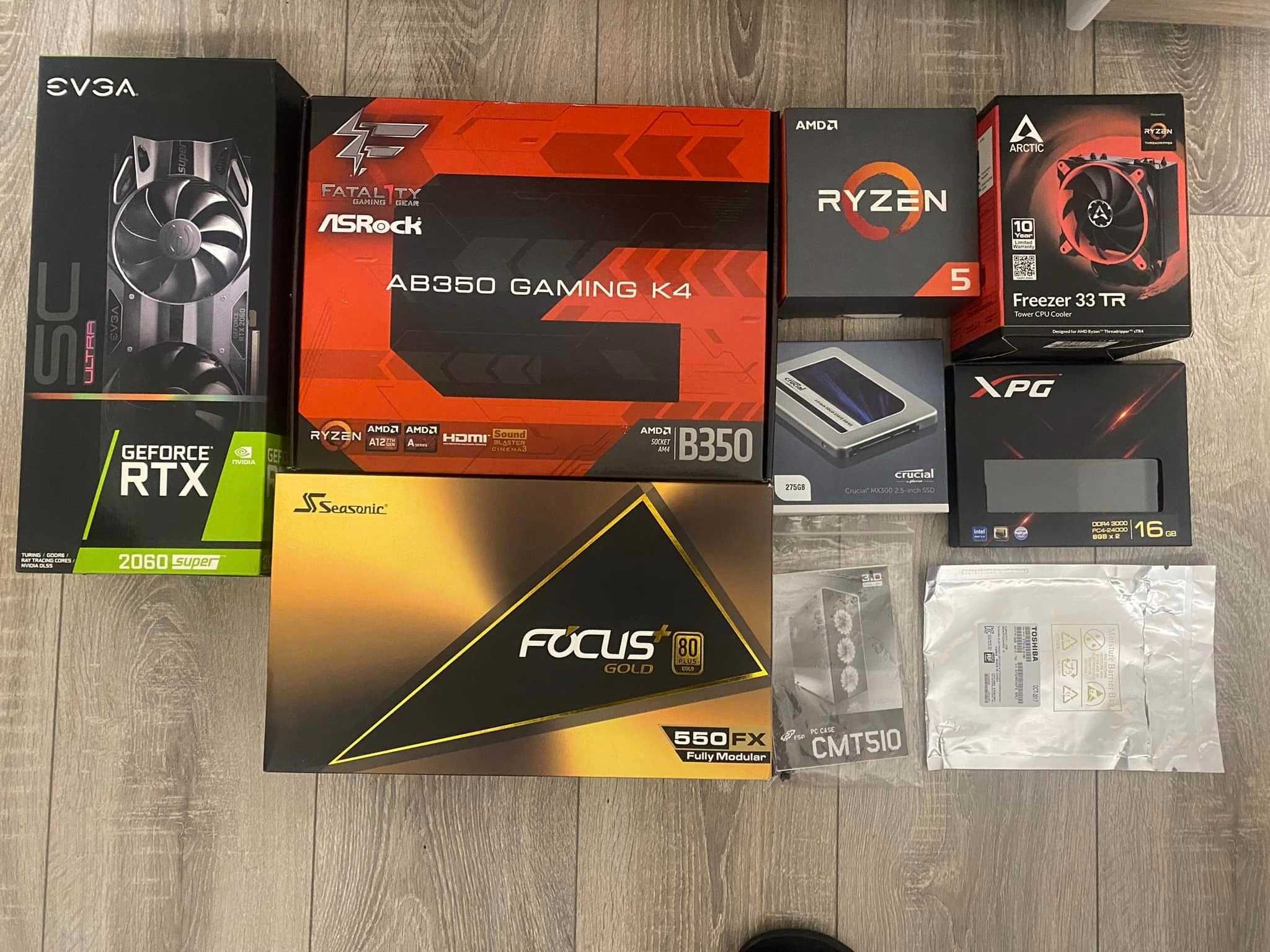 Компютър PC - EVGA 2060 Super, Ryzen 5 1600x, RAM 2x8GB, SSD + HDD