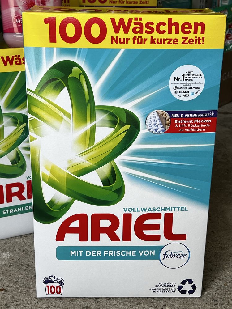 Ariel 100 пранета сух в кутия и течен/внос Германия