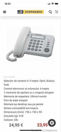 Telefon cu fir PANASONIC KX-TS520EX alb