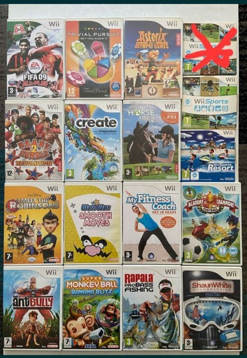 Wii Sports. Just Dance. Mariokart.