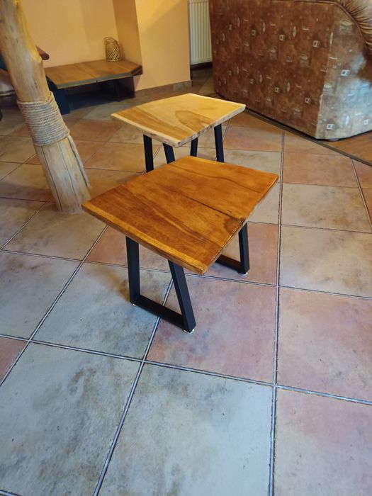 Masa cafea stejar și picioare metalice reglabile