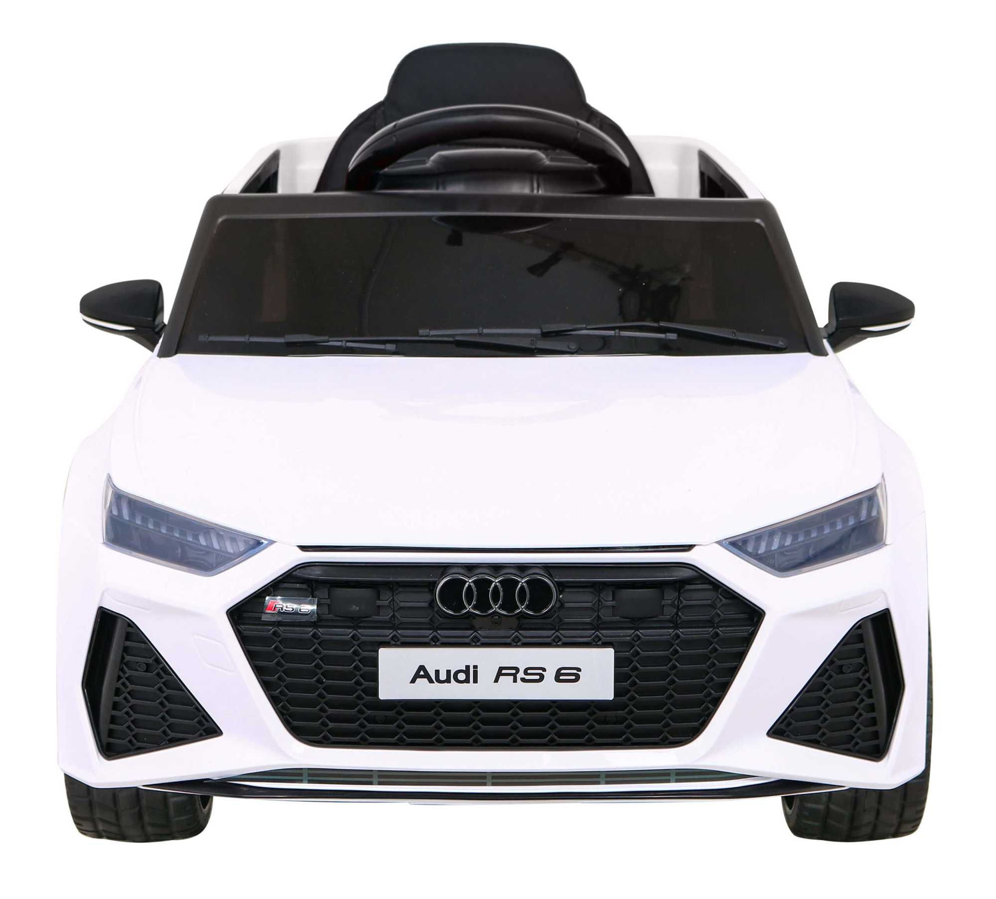 Masinuta electrica copii 1-4 ani Audi RS6, Roti Moi, Scaun Piele #Alb