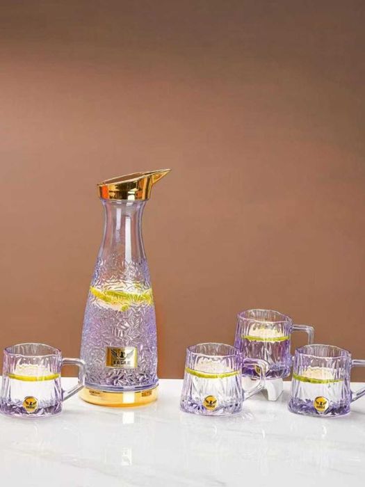 Графин из стекла для воды и напитков с4 стаканами в подарочной коробке