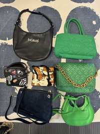 Чанти Zara, Reserved, Perfois, Prada,Desigual животинска шарка, зелена