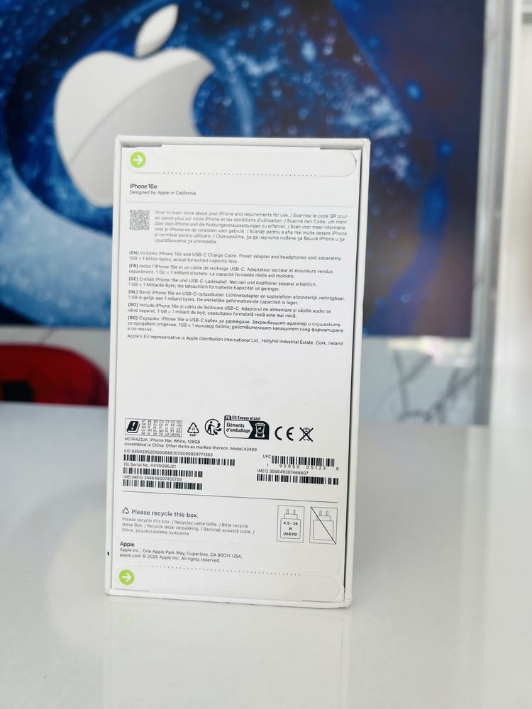 iPhone 16e 128GB White | Нов, запечатан | Гаранция Apple