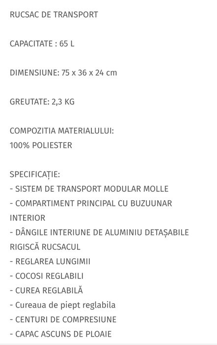 Rucsac 65L Magnum NOU (detin2 buc)