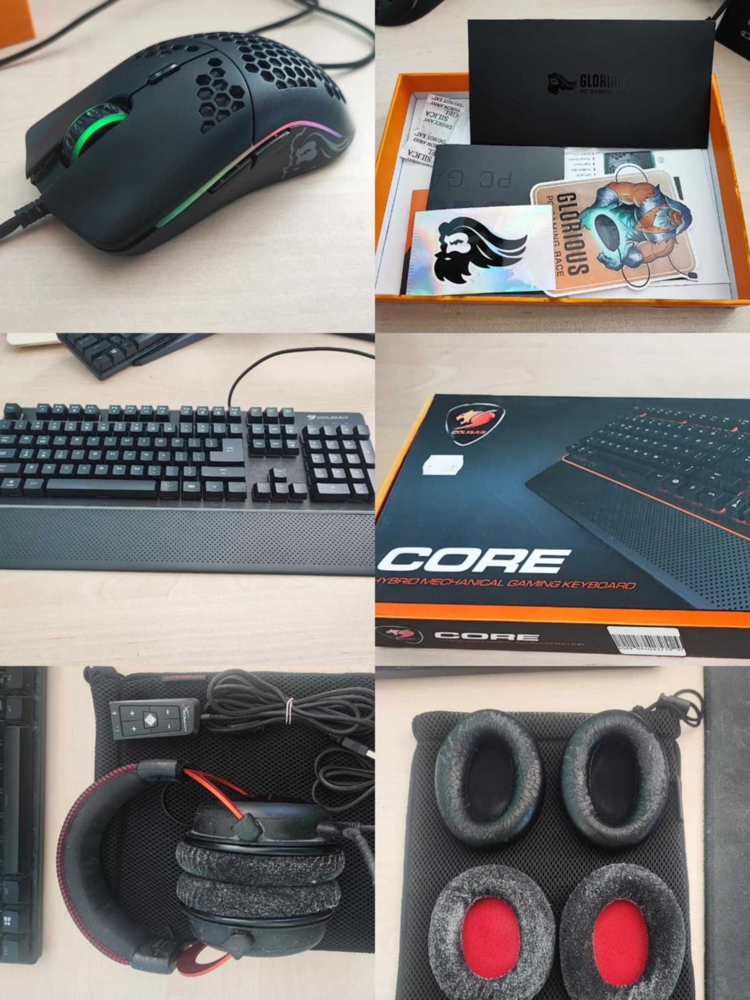 Мишка Glorious Model O,слушалки HyperX Cloud II,клавиатура COUGAR Core