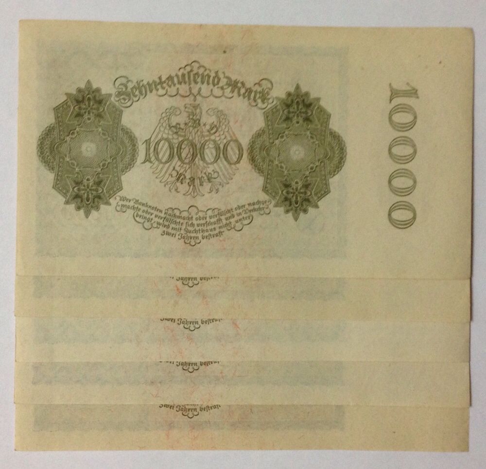 5 шт. 10000 Марок 1922 г. Германия UNC