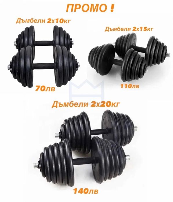 Гумени дъмбели с железни дръжки 20кг ,30 кг , 40 кг