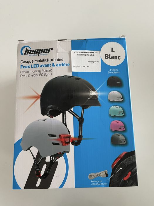 Cască de biciclete Beeper cu lumini integrate