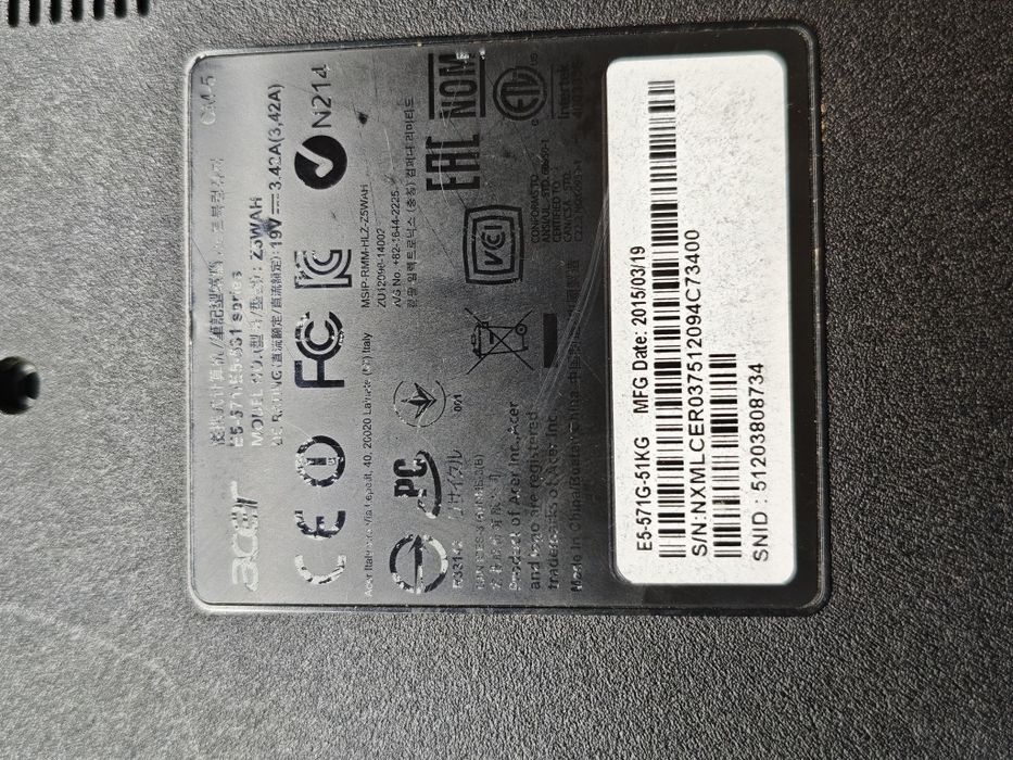 Корпус ноутбука acer e5-571g