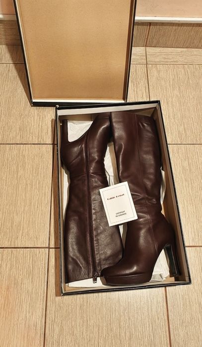 Cizme Fabio Lenzi burgundy din piele