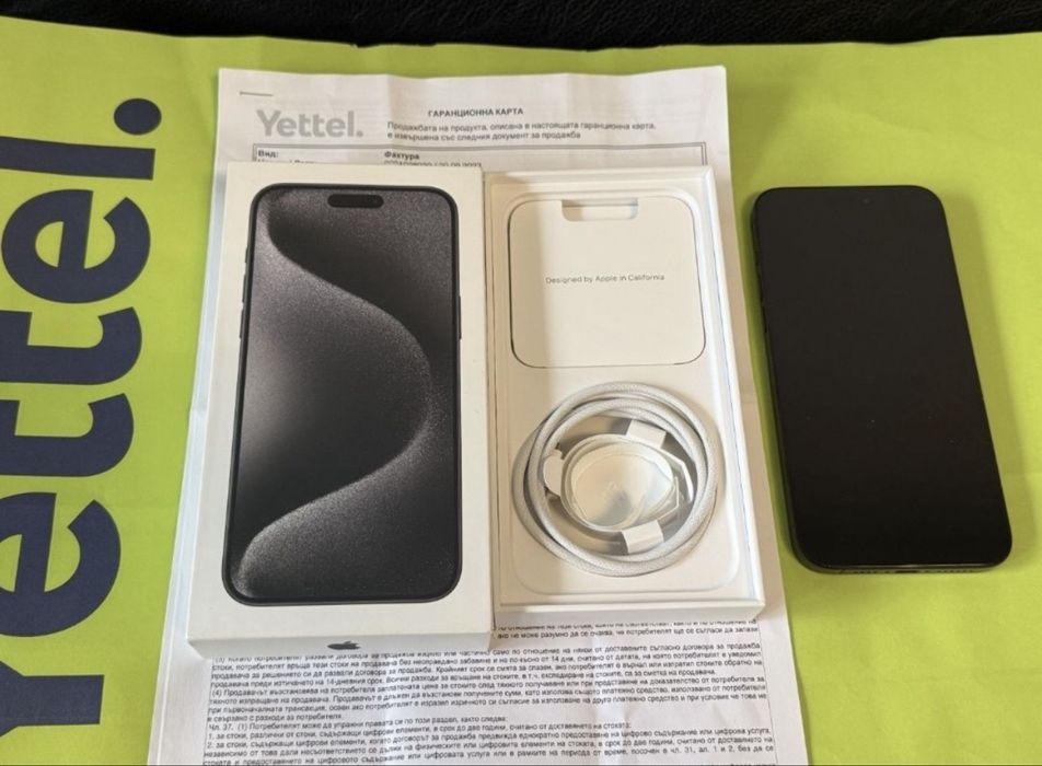 КАТО НОВ 256GB iPhone 15 Pro Max Yettel Гаранция 2026 Black / Черен