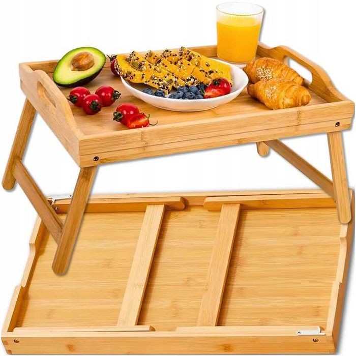Сгъваема бамбукова масичка за лаптоп и закуска в леглото Ruhhy
