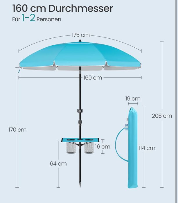 Плажен чадър SONGMICS