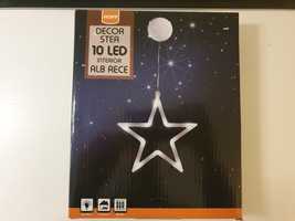 Decoratiune Craciun stea Frosted 10 LED-uri cu lumina rece, 20 cm