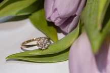 Inel aur 14 k cu 7  diamante naturale, mărime 54.