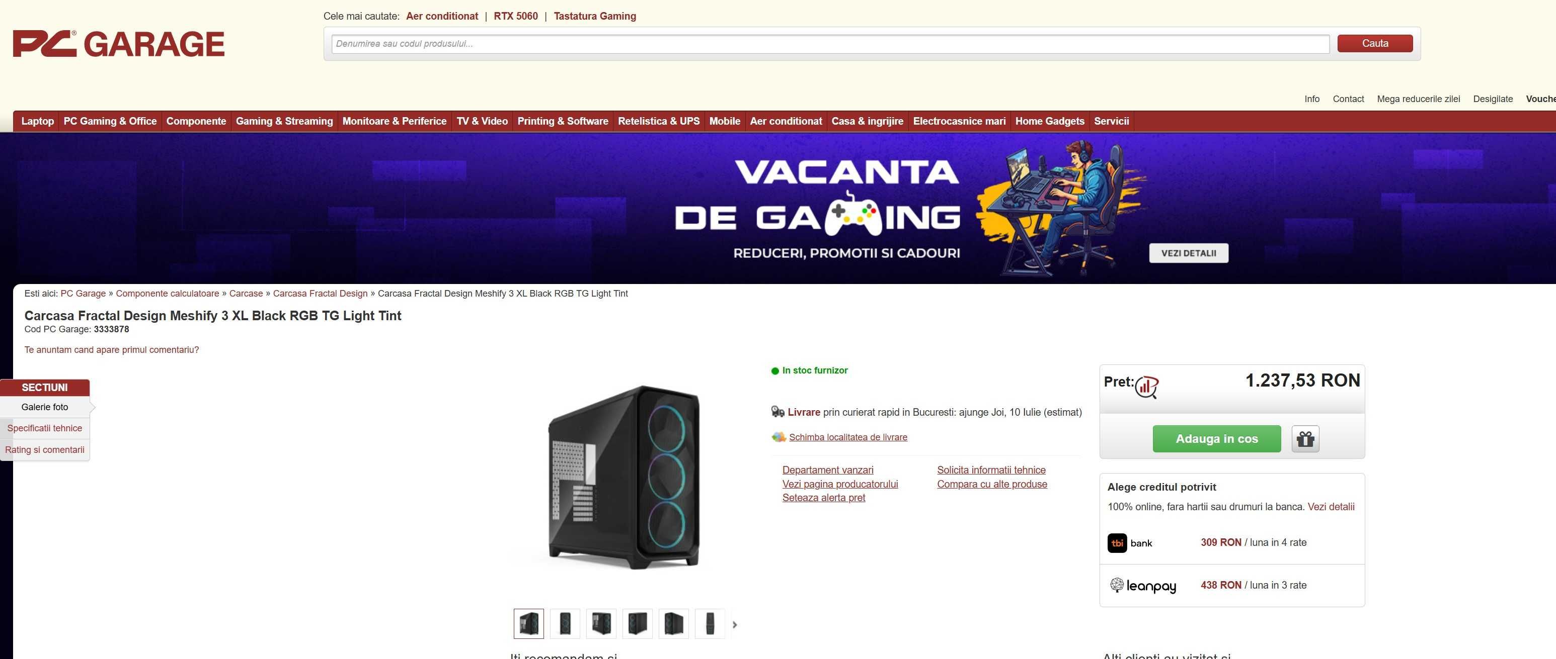 Carcasa PC Fractal Design Meshify 3 XL RGB - noua la cutie
